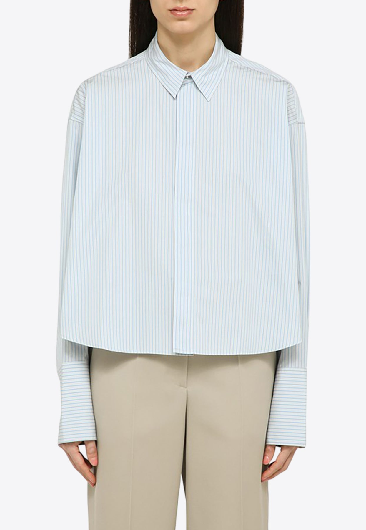 Shop Ami Alexandre Mattiussi Boxy Fit Striped Shirt In Blue