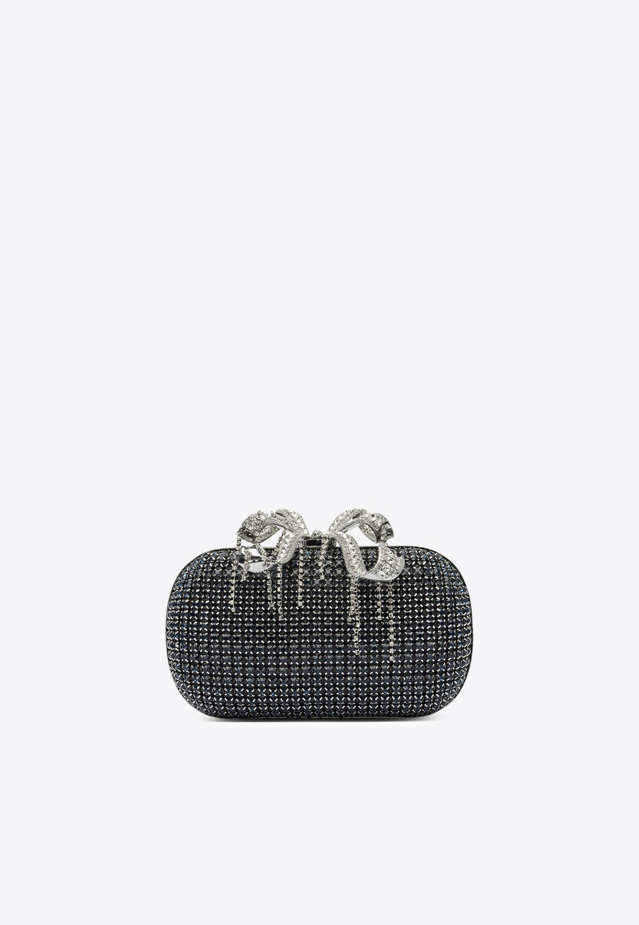 Self-portrait Chainmail Crystal-embellished Clutch In Blue