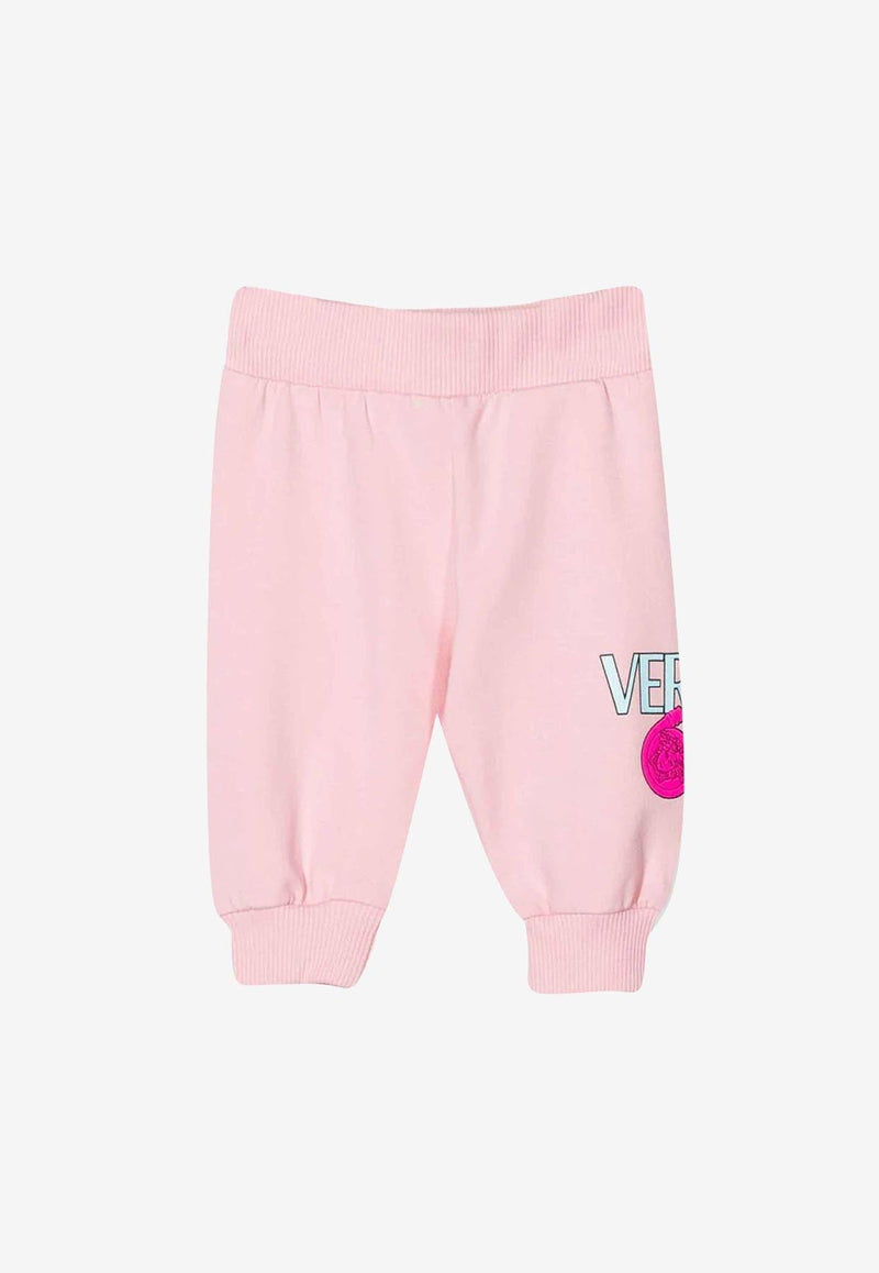 VERSACE BABY GIRLS SAFETY PIN LOGO TRACK PANTS,1000209 1A04775 2PB70