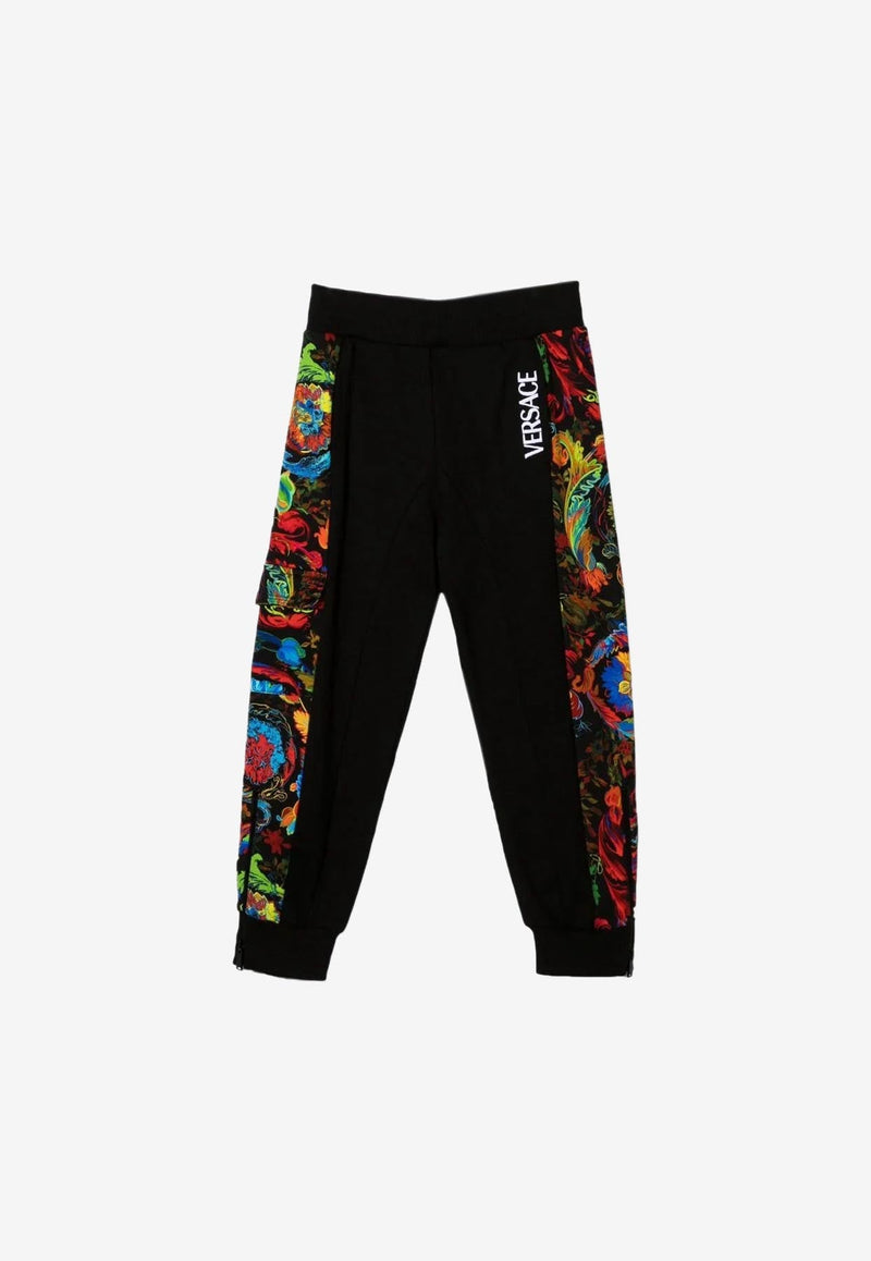 VERSACE BOYS KALEIDOSCOPIC BAROCCO TRACK PANTS,1003036 1A04730 6B140