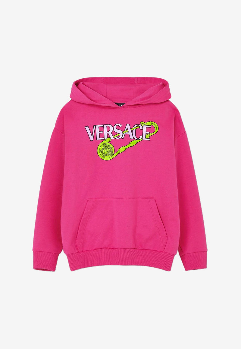 VERSACE GIRLS SAFETY PIN PRINT HOODIE,1006744 1A04697 2P040