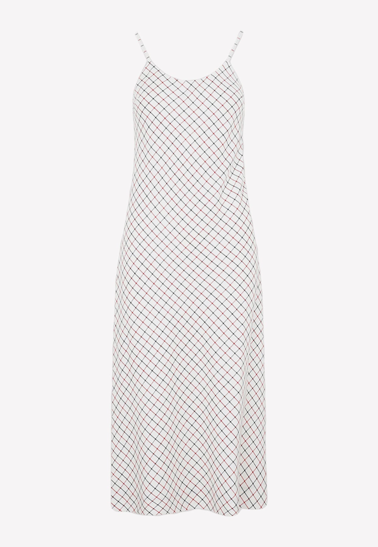 MAISON MARGIELA SLEEVELESS CHECKED MIDI DRESS,SI0CT0005.S60381-107F ECRU CHECK