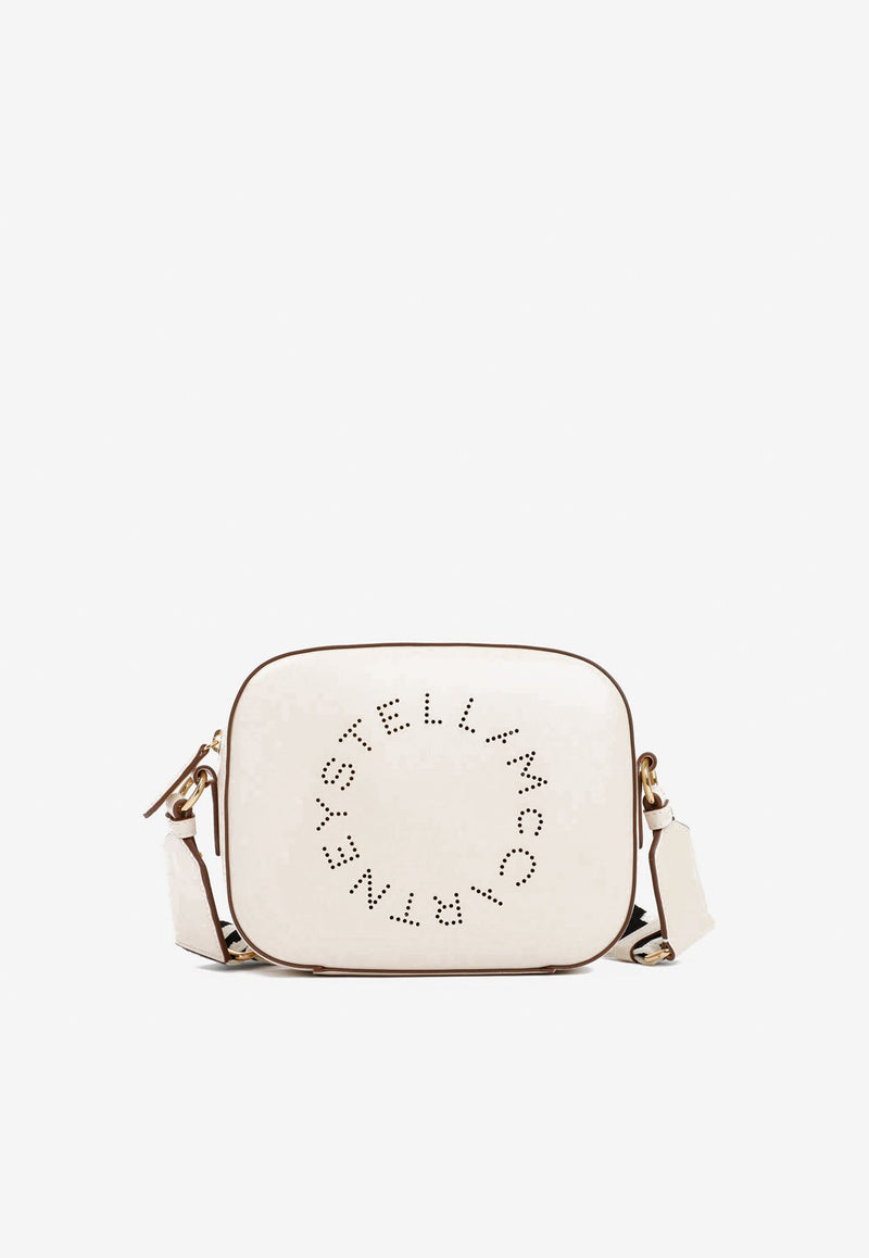 STELLA MCCARTNEY PERFORATED LOGO MINI CAMERA BAG,700266.W8542-9000 PURE WHITE