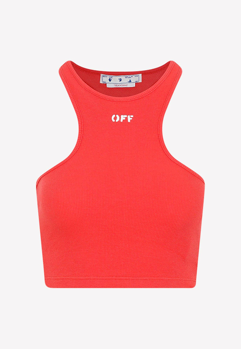 OFF-WHITE OFF-STAMP RIBBED ROWING TOP,OWAD086S23JER001-2901 RED A WHITE