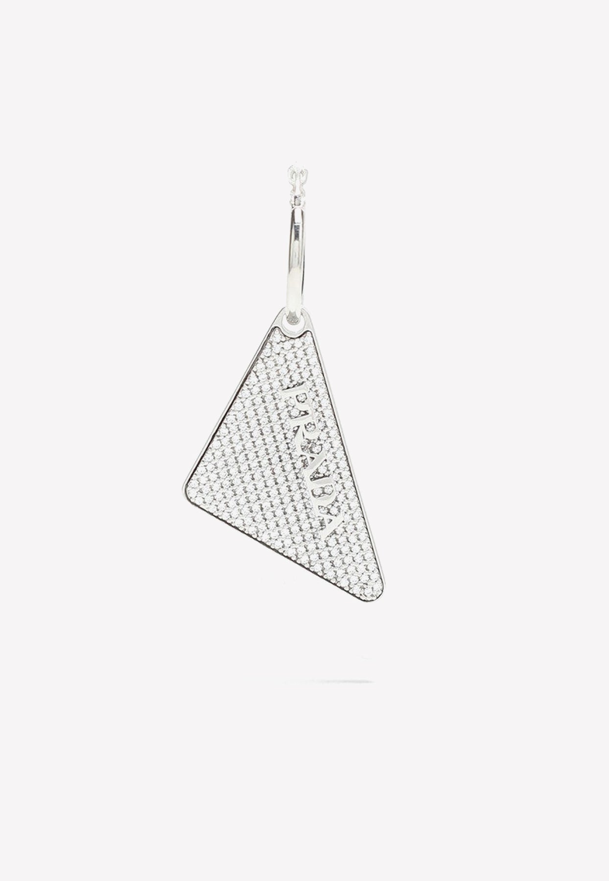 PRADA CRYSTAL EMBELLISHED TRIANGLE LOGO RIGHT EARRING,1JO7672DZ5/K