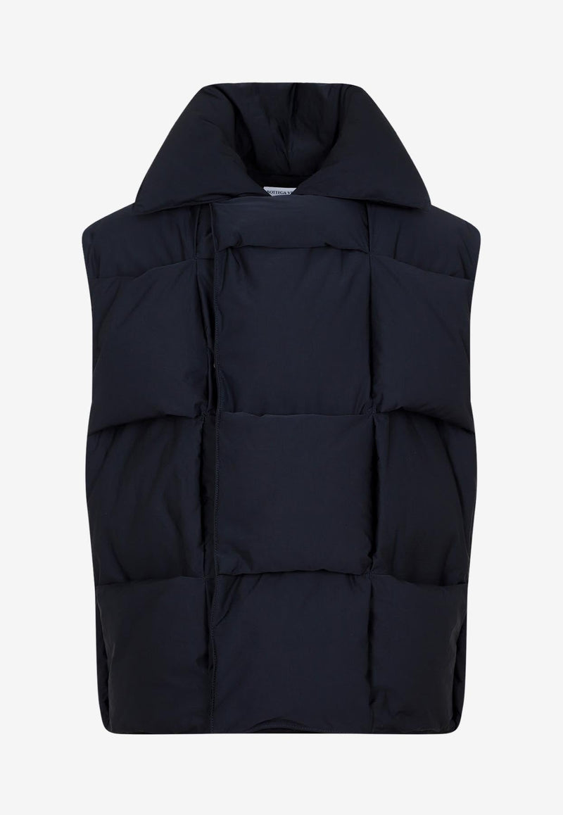 BOTTEGA VENETA PADDED INTRECCIO NYLON GILET,716968.VF4K0-4030 DARK NAVY