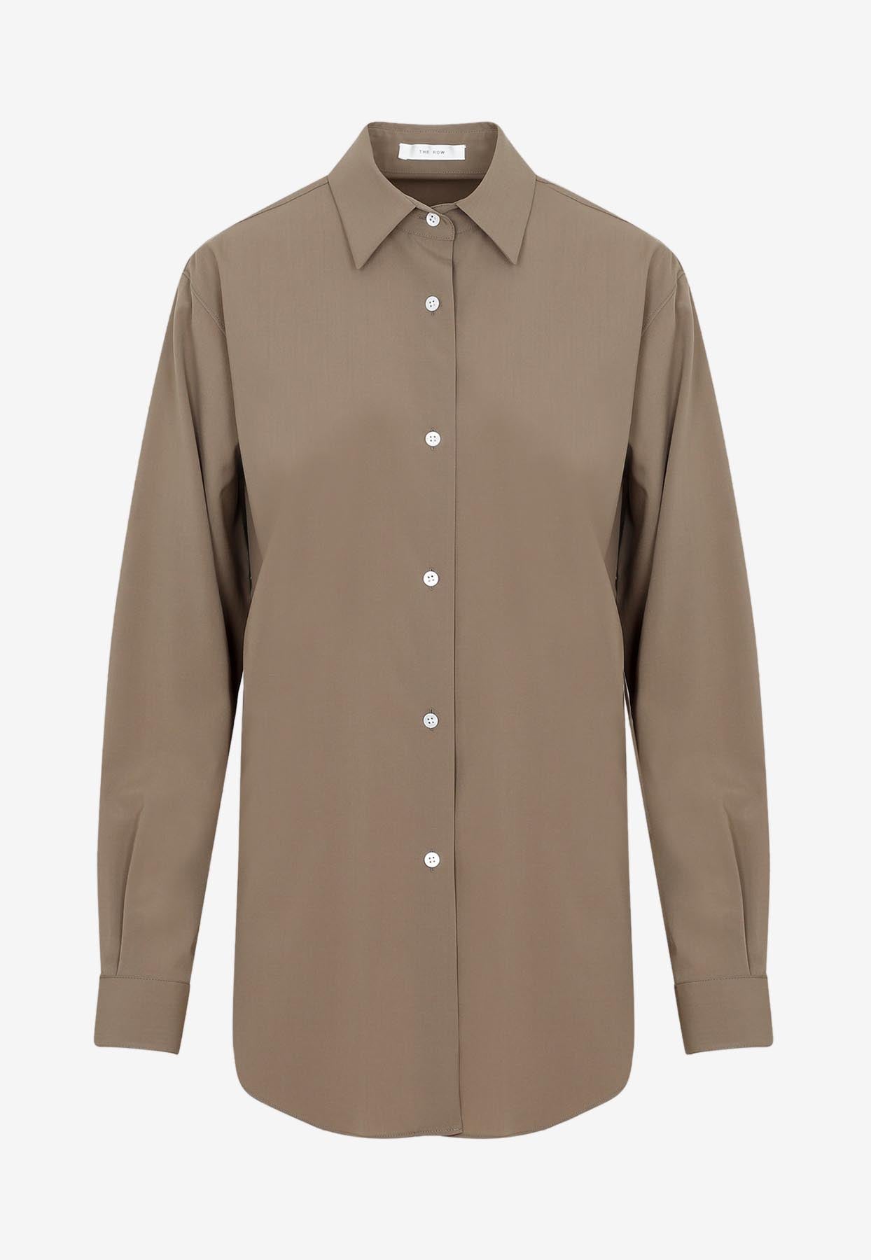 THE ROW BLAGA LONG-SLEEVED SHIRT IN VIRGIN WOOL,6970.W2401-TOF TOFFEE