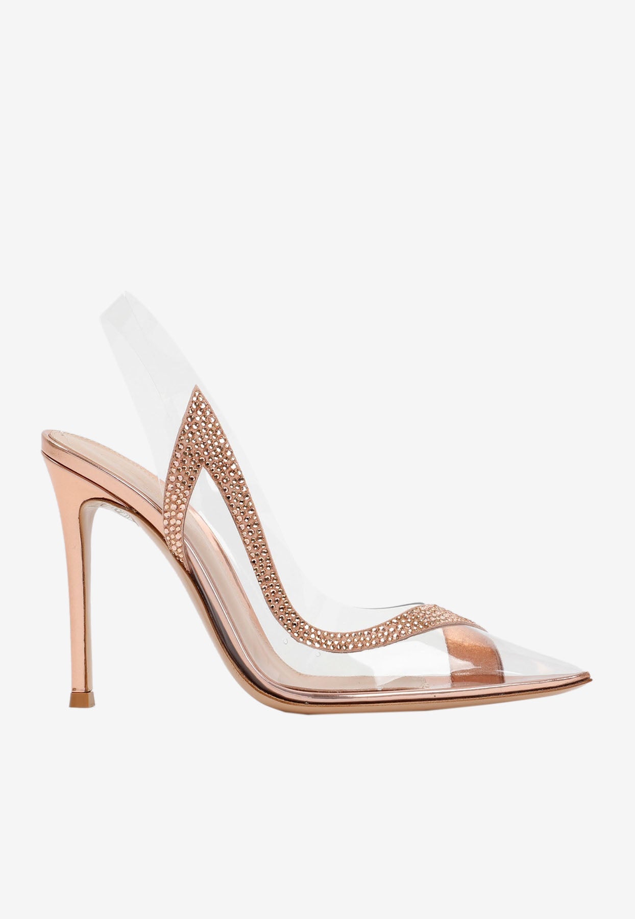 GIANVITO ROSSI HORTENSIA 105 CRYSTAL-EMBELLISHED SLINGBACK PUMPS,G9539615RICPCG-TRPH TRASP PEACH