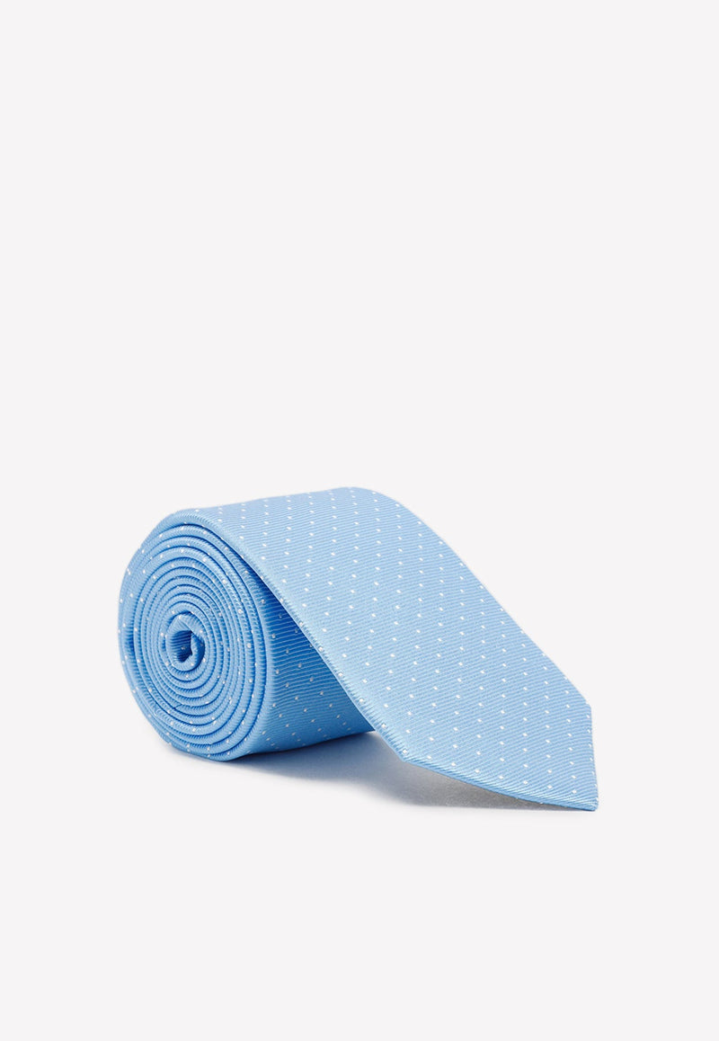 LANVIN POLKA DOT SILK TIE,1309-5 BLUE