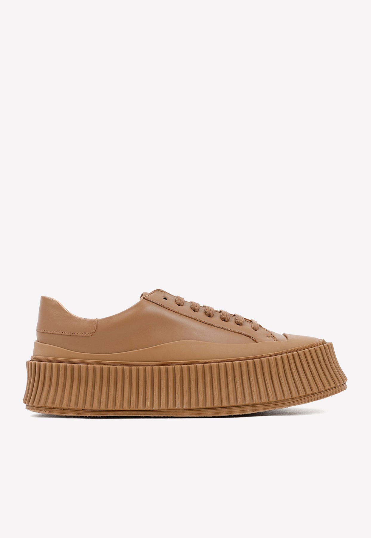 JIL SANDER VULCANIZED LACE-UP SNEAKERS IN LEATHER,J15WS0002.P4833-215 CINNAMON