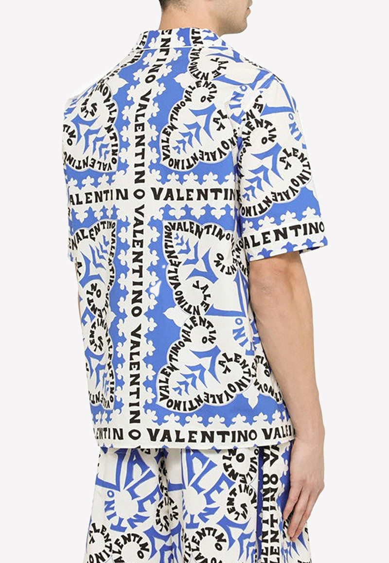 Men's Big & Tall Blue Bandana Print Short Sleeve Shirt – Bella Valentina LA