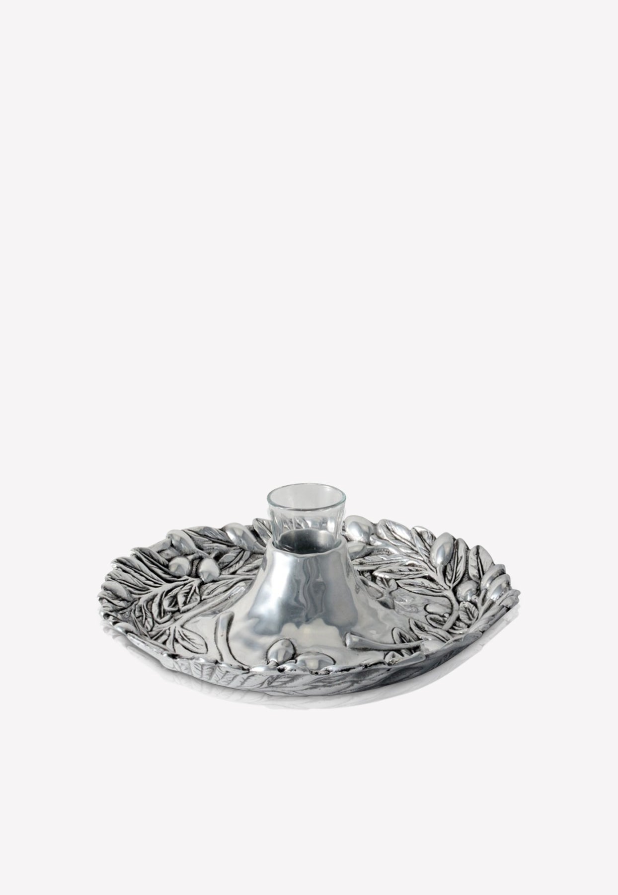 Arthur Court Round Olive Tidbit Aluminum Tray In Silver