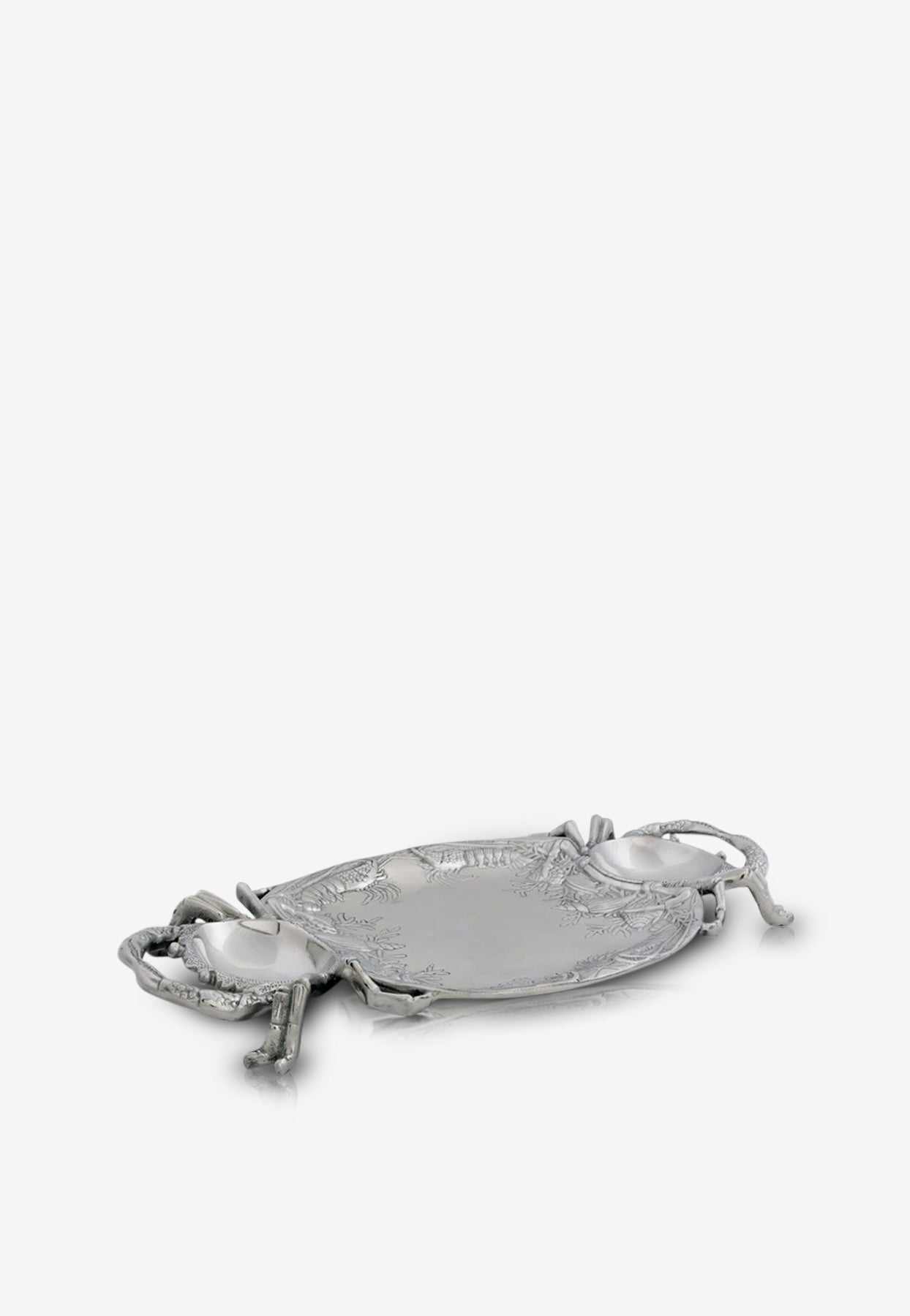 Arthur Court Crab Oval Aluminum Platter In Silver