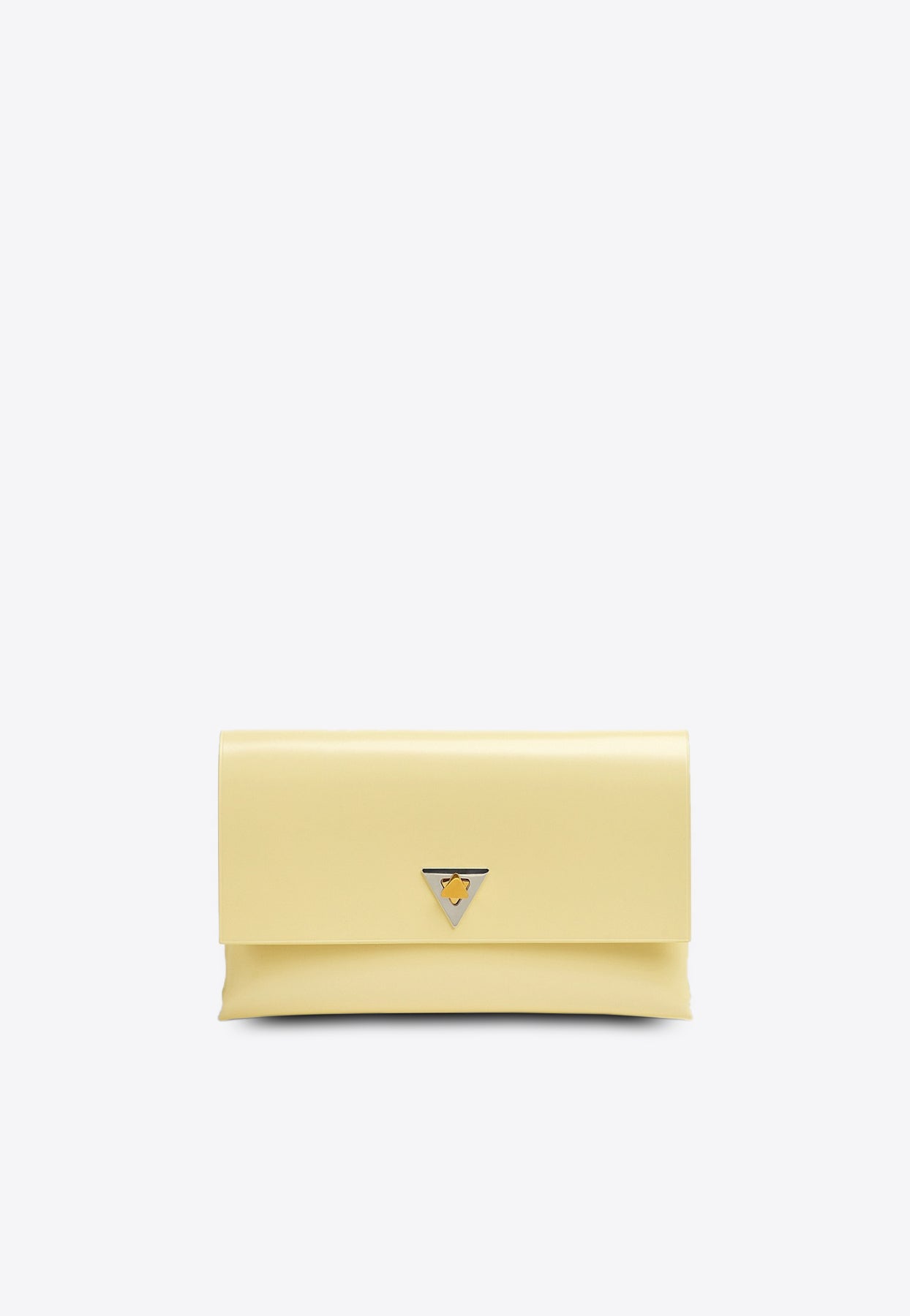 Bottega Veneta Flap Clutch In Spazzolato Calfskin In Yellow