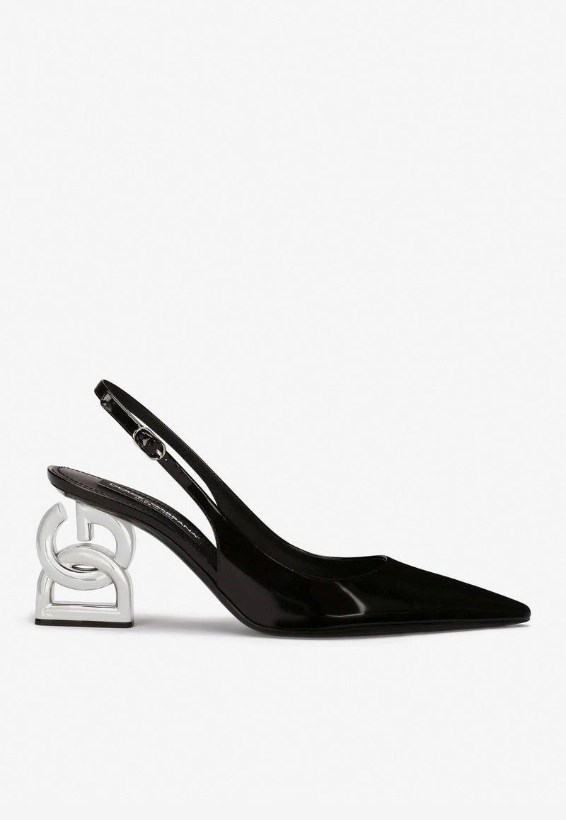 DOLCE & GABBANA LOLLO 75 SLINGBACK PUMPS IN POLISHED LEATHER,CG0599 A1037 80999