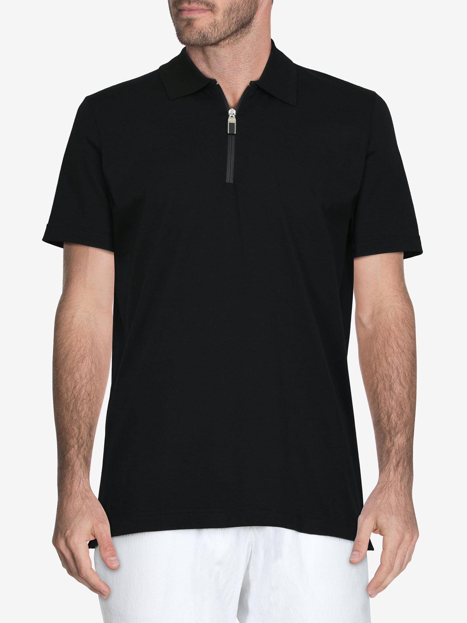 Canali Cotton Polo T-shirt In Black