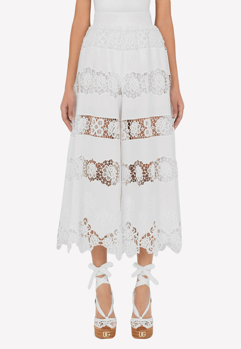 DOLCE & GABBANA FLORAL LACE HIGH-WAIST CULOTTES,FTCFQZ FGMFF W0111