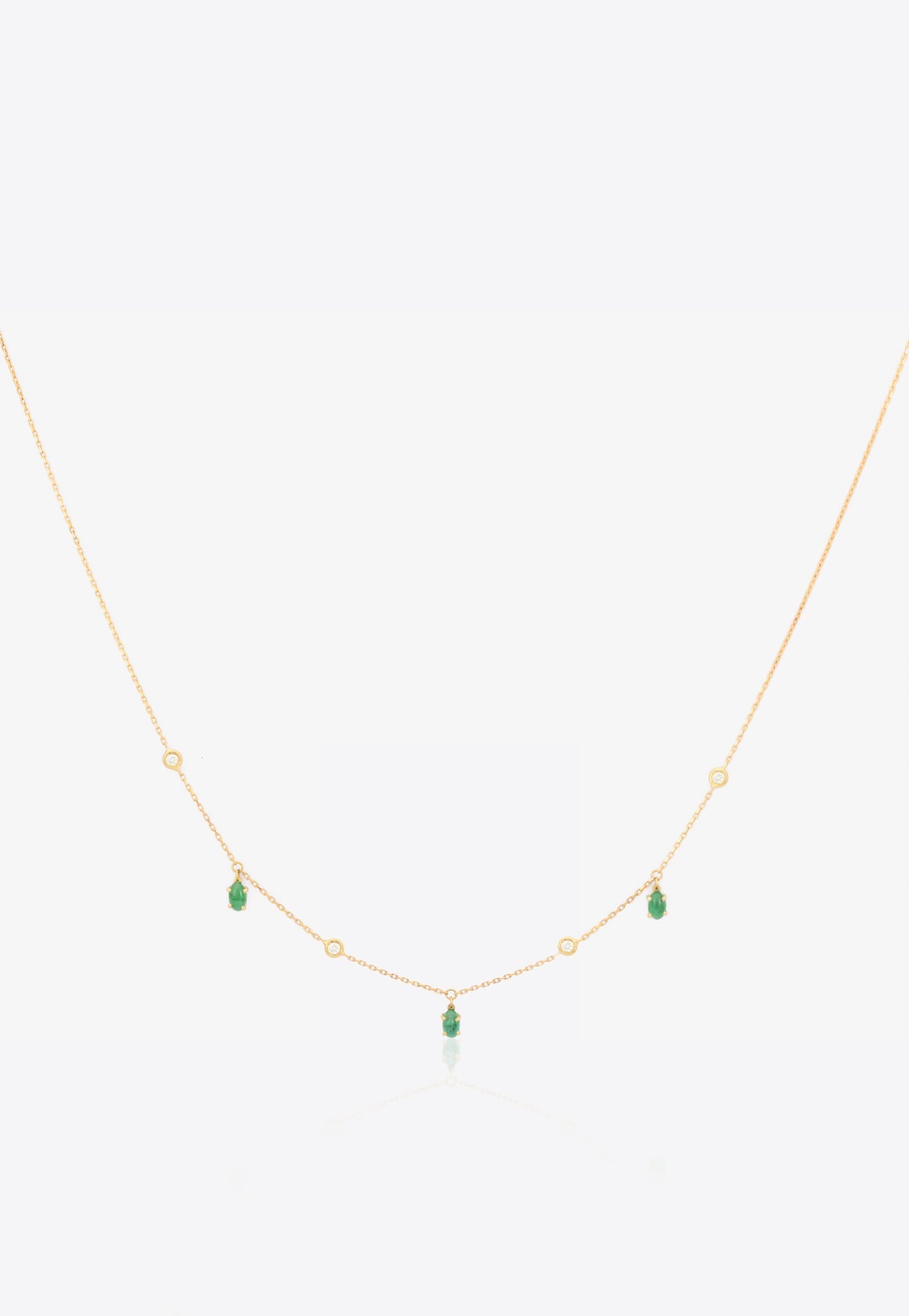 Gemmed Dangling Oval Emerald Choker In 18-karat Yellow In Gold