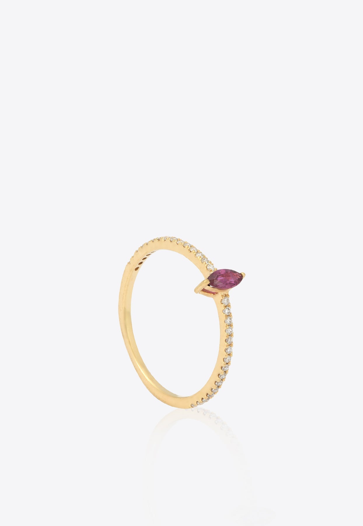 Gemmed Skinny Ring With Single Marquise In 18-karat Yellow In Gold