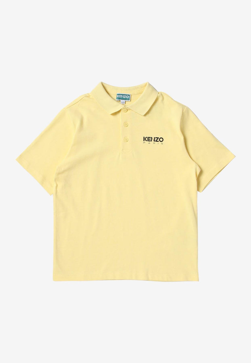 KENZO BOYS LOGO LETTERING POLO T-SHIRT,K25754/524YELLOW