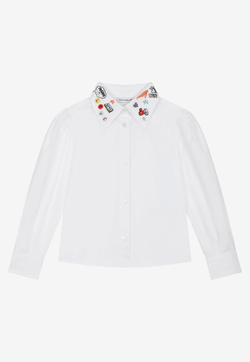 DOLCE & GABBANA KIDS SMEMO EMBROIDERY SHIRT,L55S68 FU5GK W0800