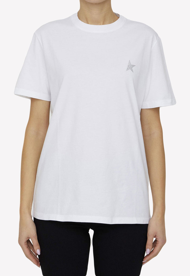 Golden Goose Db Glitter Star Logo T-shirt In White