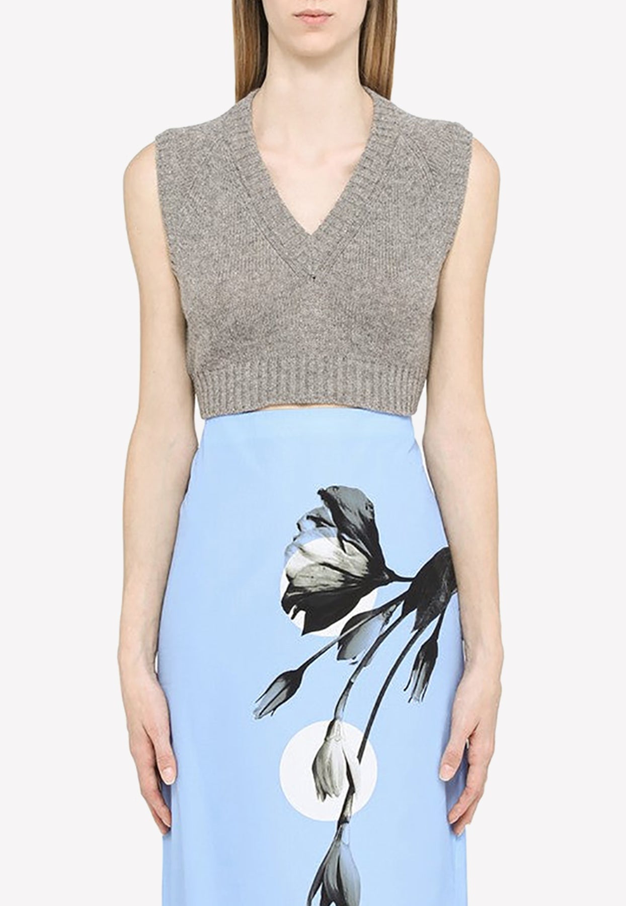 PRADA CASHMERE KNITTED CROPPED VEST,P2998910CE/K