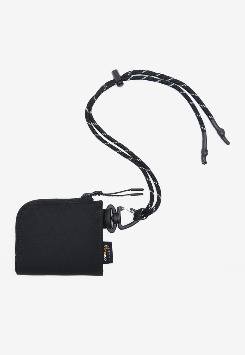Aape Drawcord Nylon Zip Wallet In Black