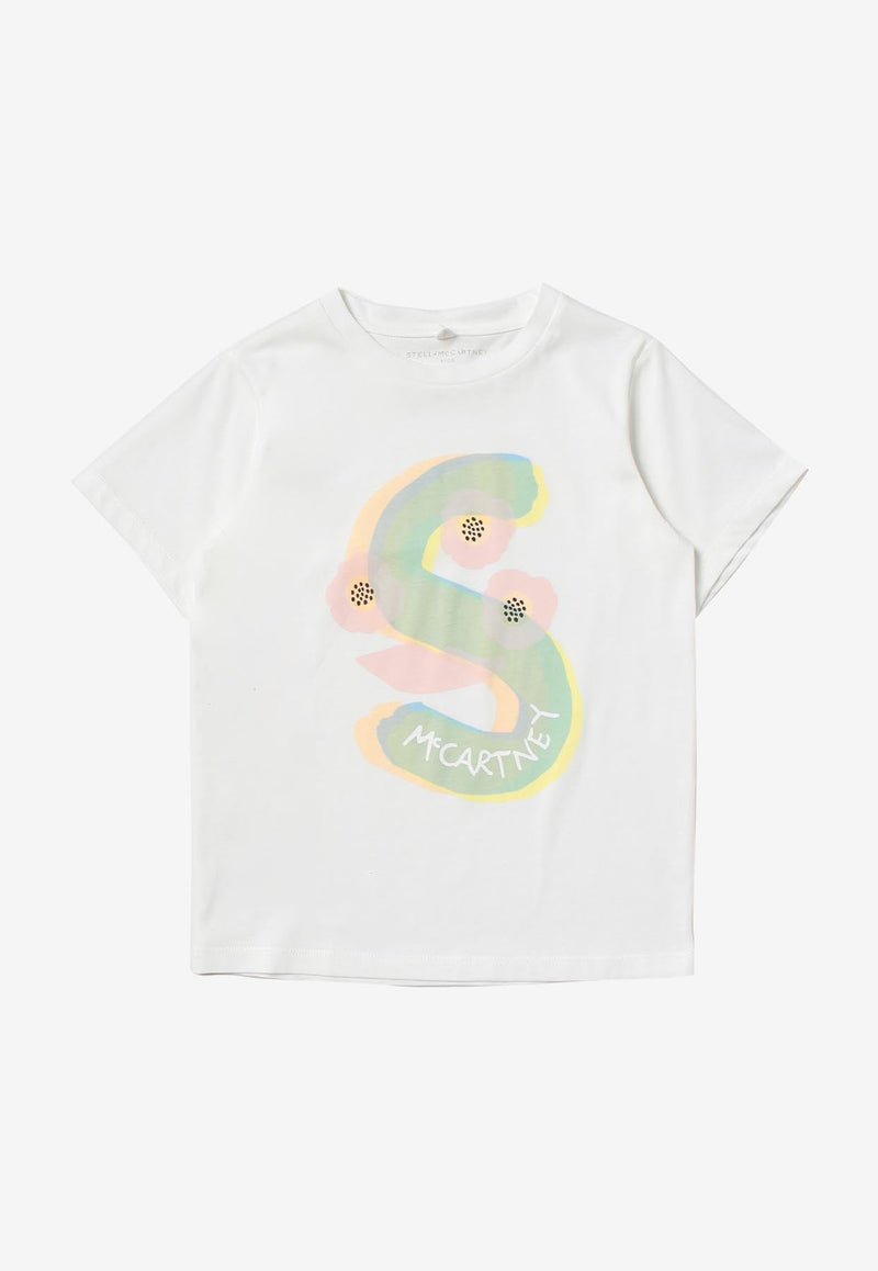 STELLA MCCARTNEY GIRLS LOGO PRINT T-SHIRT,TS8C81-Z0434IVORY