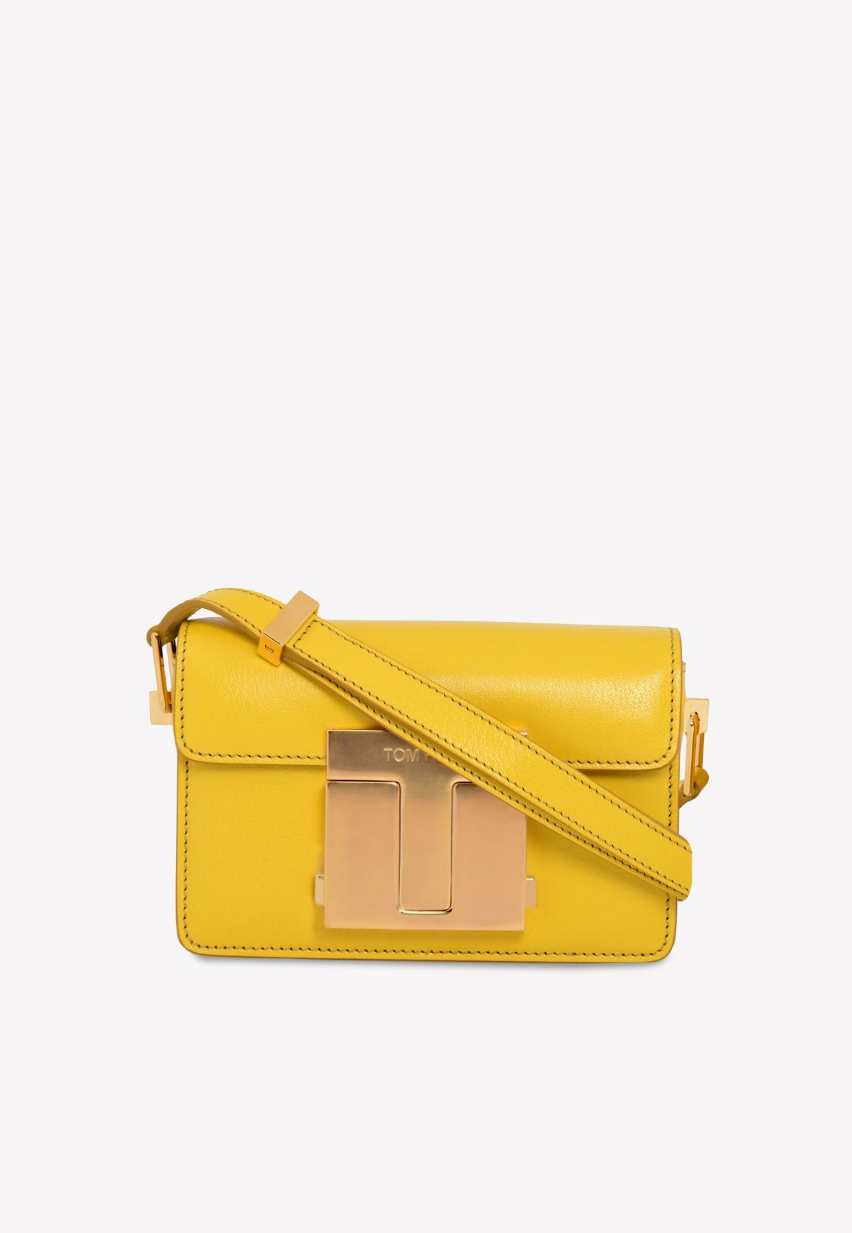 Tom Ford 001 Small T-clasp Shoulder Bag In Goatskin In Yellow