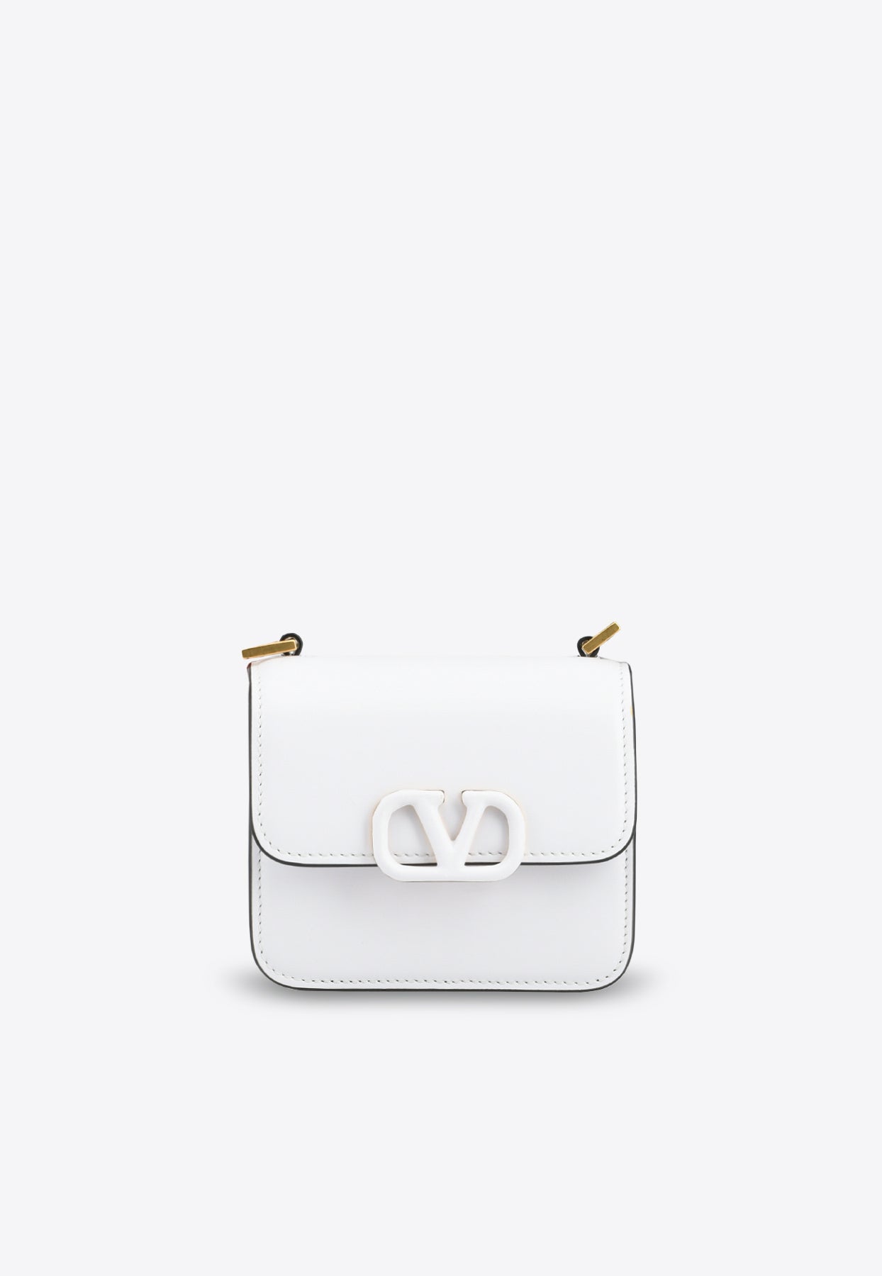 Valentino Garavani Micro Vsling Shoulder Bag In Calfskin In White