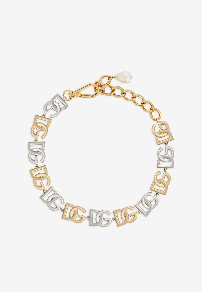 DOLCE & GABBANA INTERLOCK LOGO MONOGRAM CHOKER,WNP2L2 W1111 87562