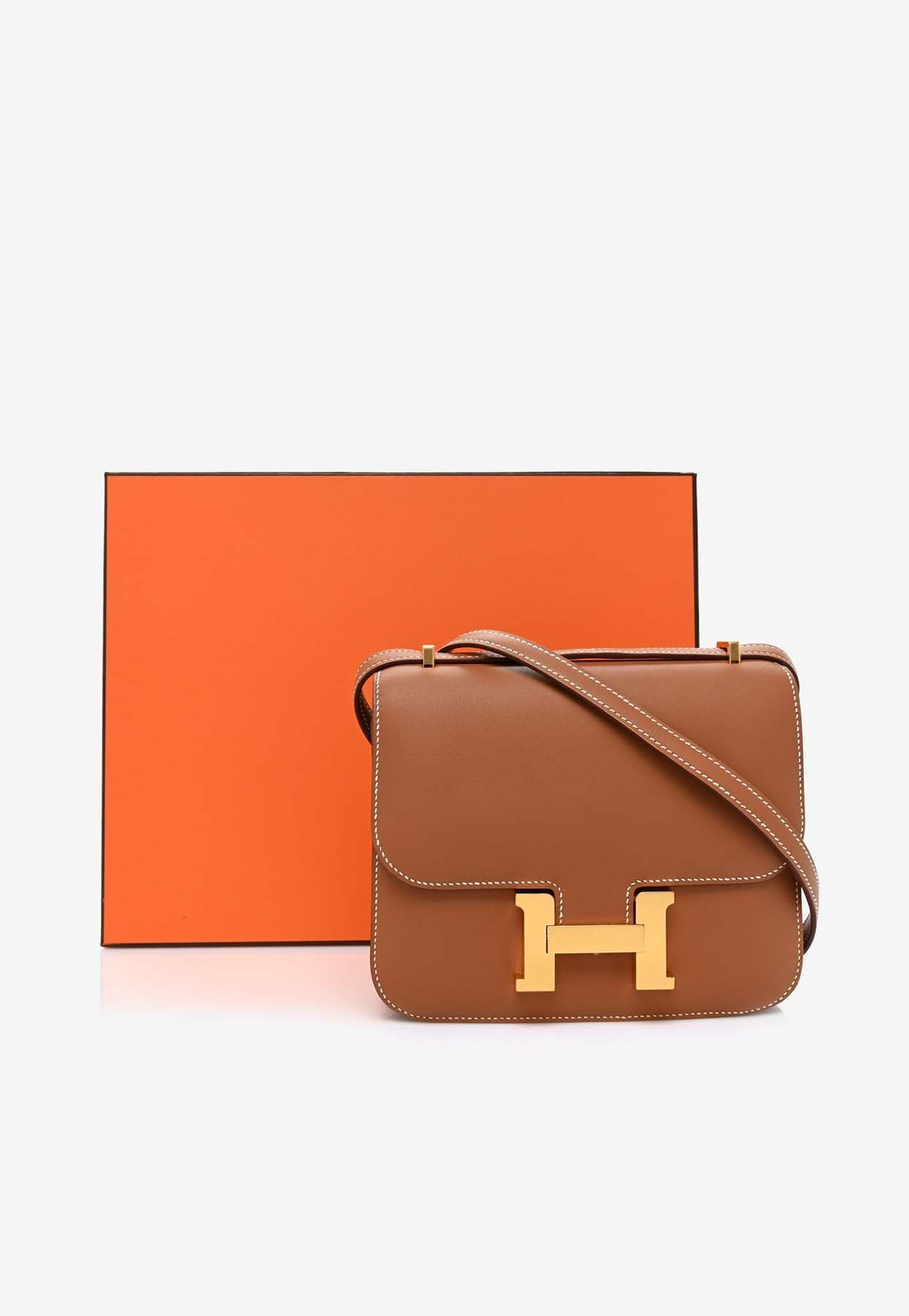 Hermès Constance 18 In Gold Swift Leather With Gold Hardware in White