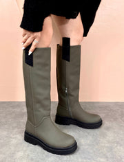 SARAH KHAKI RUBBERISED CHUNKY SOLE WELLY BOOT