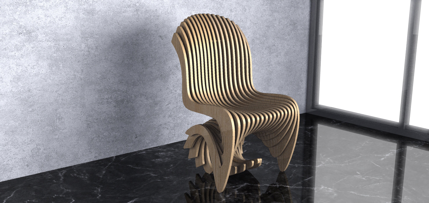 Design F36 - Parametric Wood Chair Interior, Patio, Decorative