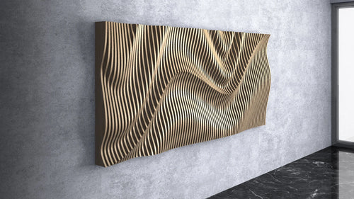 Unique Wall Art for Living Room, Set of 2 Wall Art, Parametric Wavy Wooden Wall  Decor, Geometric 3D Wood Art, Sound Wave Art, Wood Panel