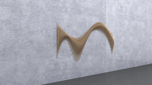 Unique Wall Art for Living Room, Set of 2 Wall Art, Parametric Wavy Wooden Wall  Decor, Geometric 3D Wood Art, Sound Wave Art, Wood Panel