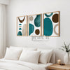 brown teal and tan abstract shape prints