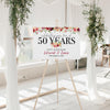 50th anniversary welcome sign burgundy theme