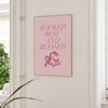 booked busy and blessed pink wall art