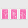 set of 3 hot pink dandelion prints