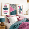 pink and teal wall art