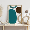 teal and tan wall art