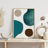 teal and tan abstract art