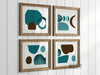 teal and brown wall decor landscape print display