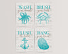 set of 4 coastal bathroom decor