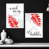 set of 2 red and black bathroom decor