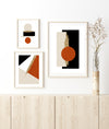 Boho Terracotta Beige Geometric Wall Art Prints