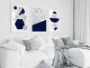 Set of 3 Blue and Grey Geometric Wall Art