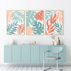 set of 3 teal and coral living room